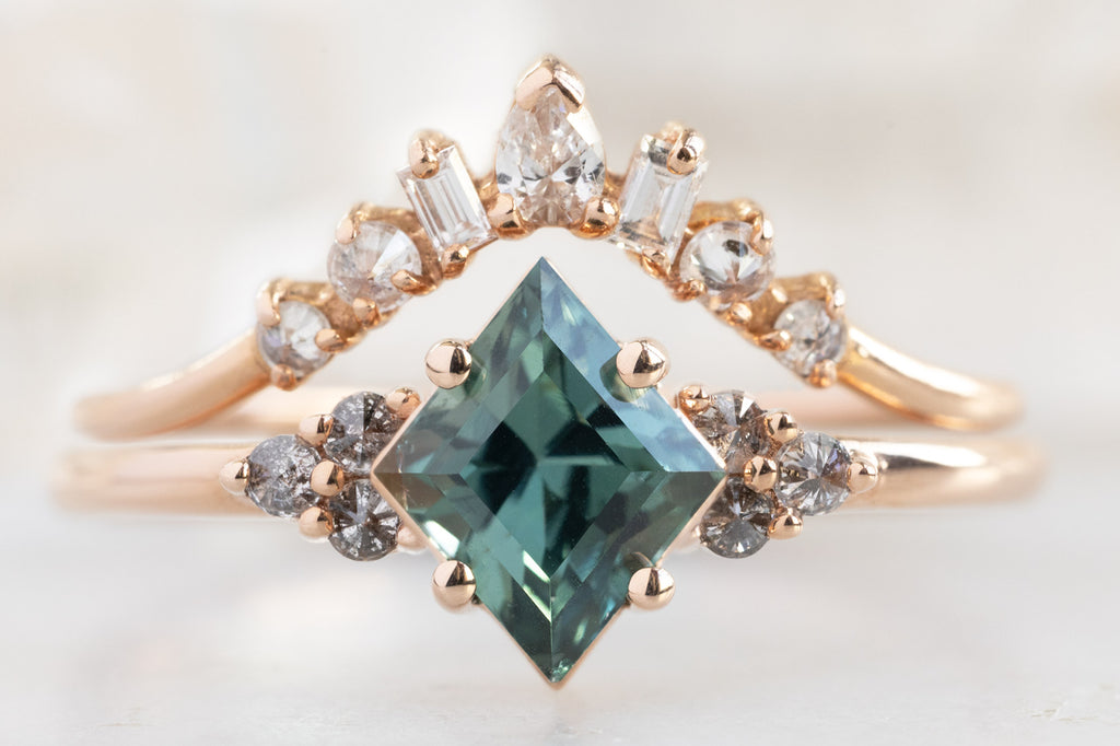The Ivy Ring With a Montana Sapphire Kite with Stacking Band