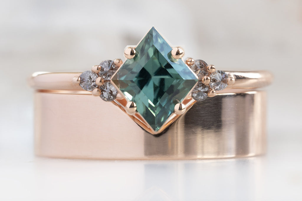 The Ivy Ring With a Montana Sapphire Kite with Stacking Band