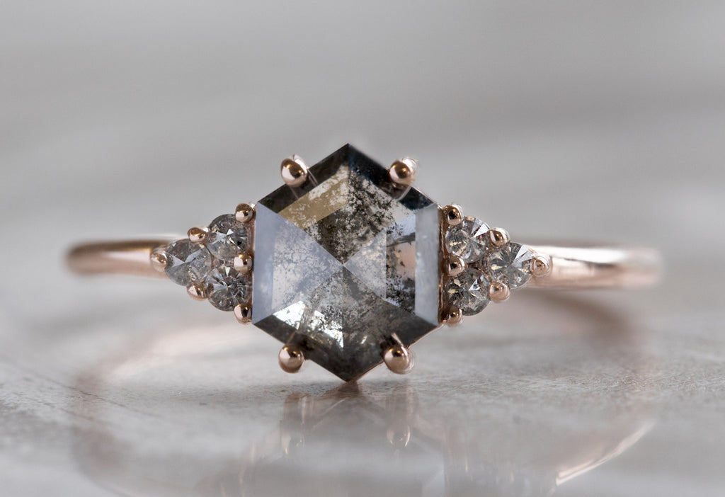 The Ivy Ring with a Black Hexagon Diamond