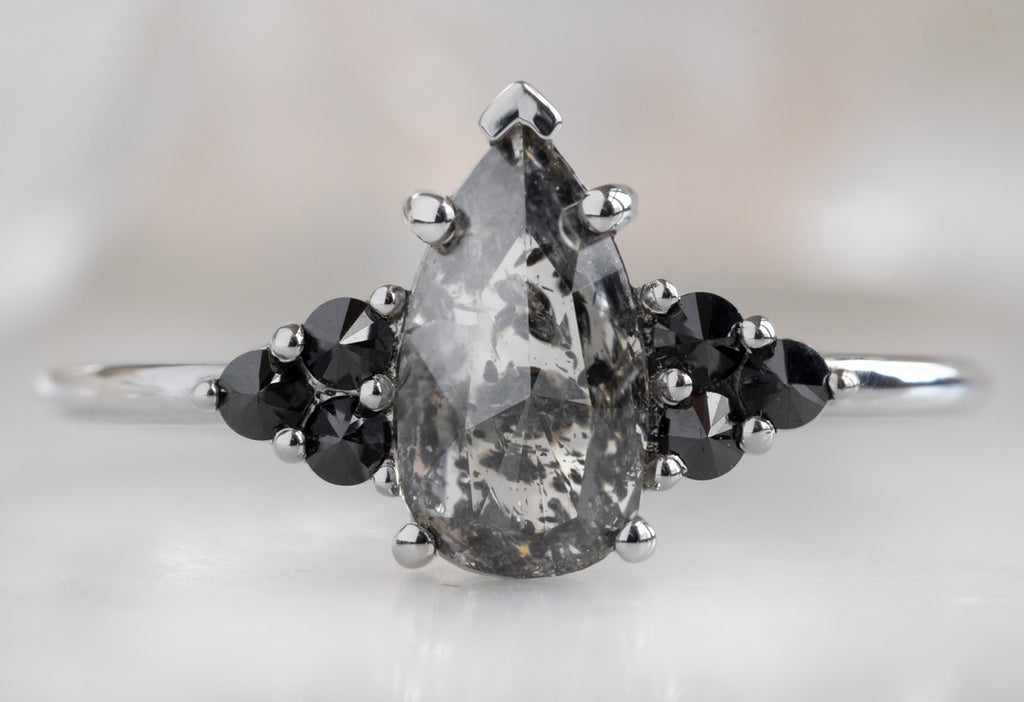 The Ivy Ring with a Black Pear-Shaped Diamond