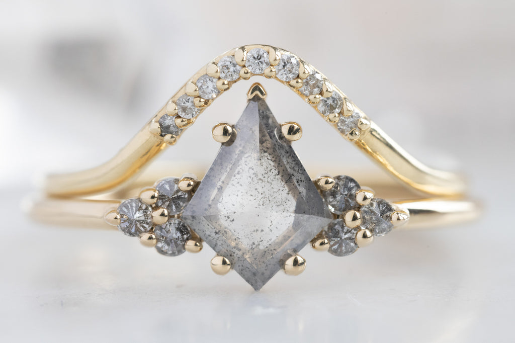 The Ivy Ring with a Silvery-Grey Kite Diamond with Wedding Band