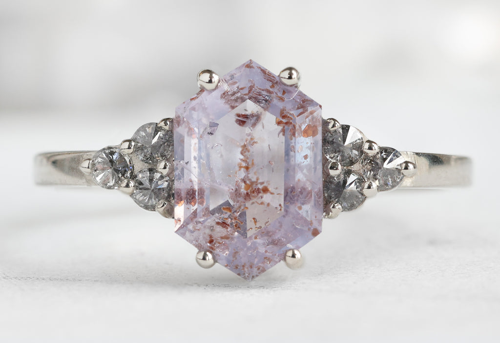 The Ivy Ring with a Lavender Sapphire Hexagon
