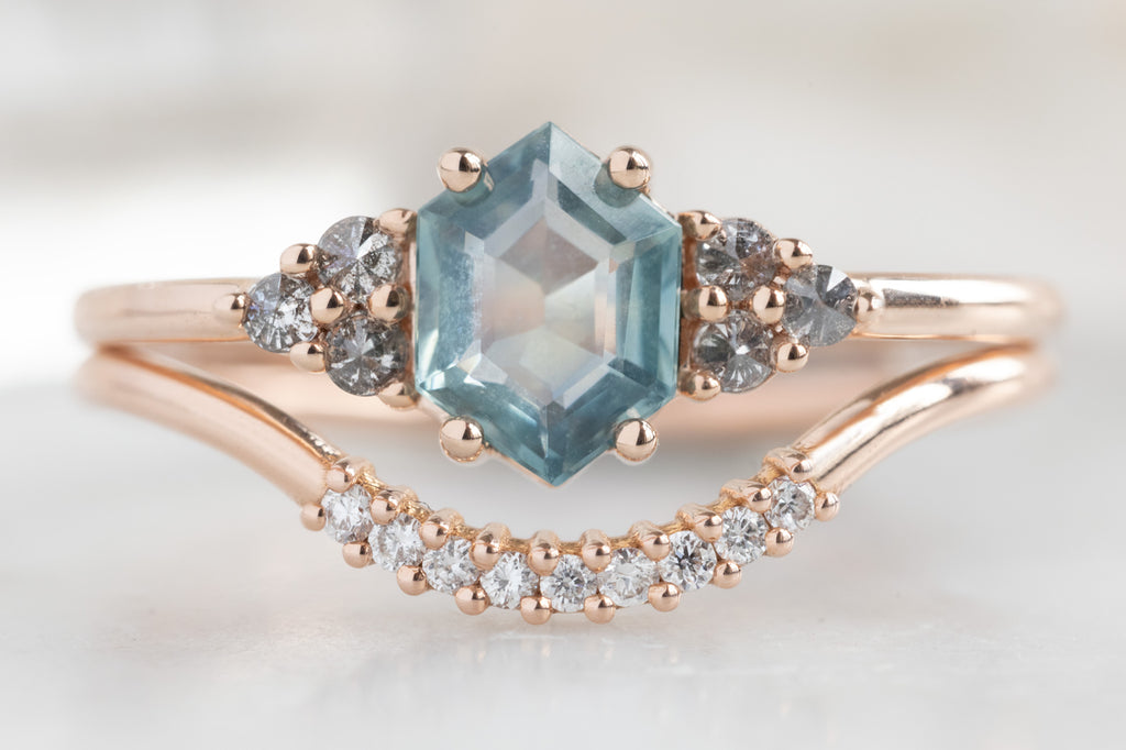 The Ivy Ring with a Montana Sapphire Hexagon with sStacking Band