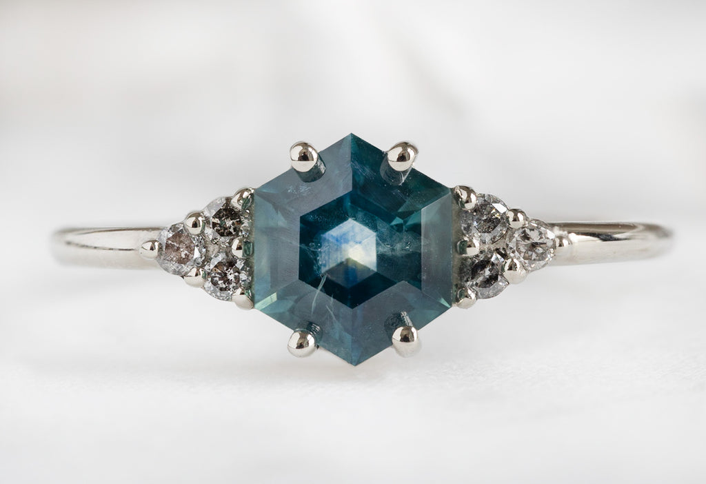 The Ivy Ring with a Montana Sapphire Hexagon