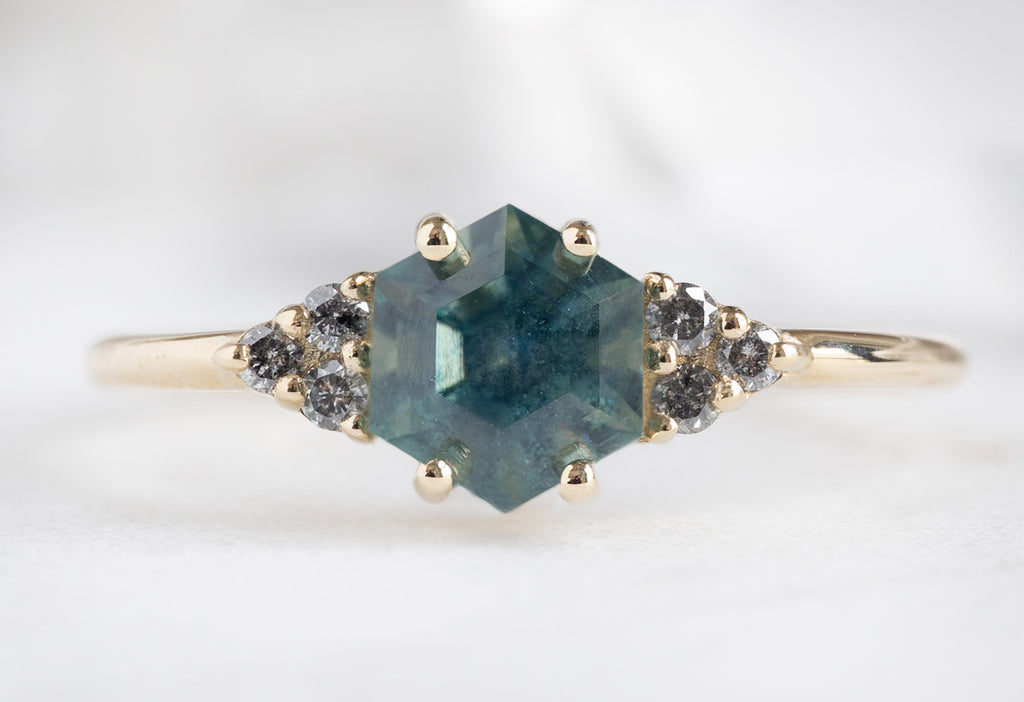 The Ivy Ring with a Montana Sapphire Hexagon