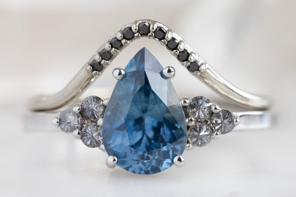 The Ivy Ring with a Pear-Cut Montana Sapphire  with Stacking Band