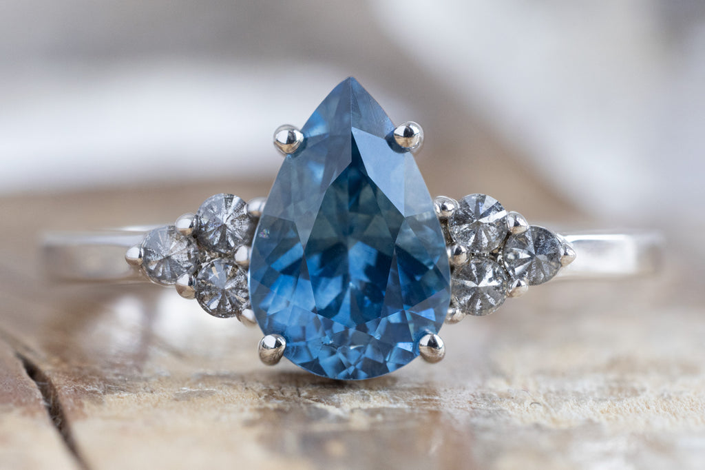 The Ivy Ring with a Pear-Cut Montana Sapphire 