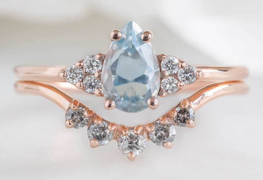 The Ivy Ring with a Pear-Cut Sapphire with Round Diamond Sunburst