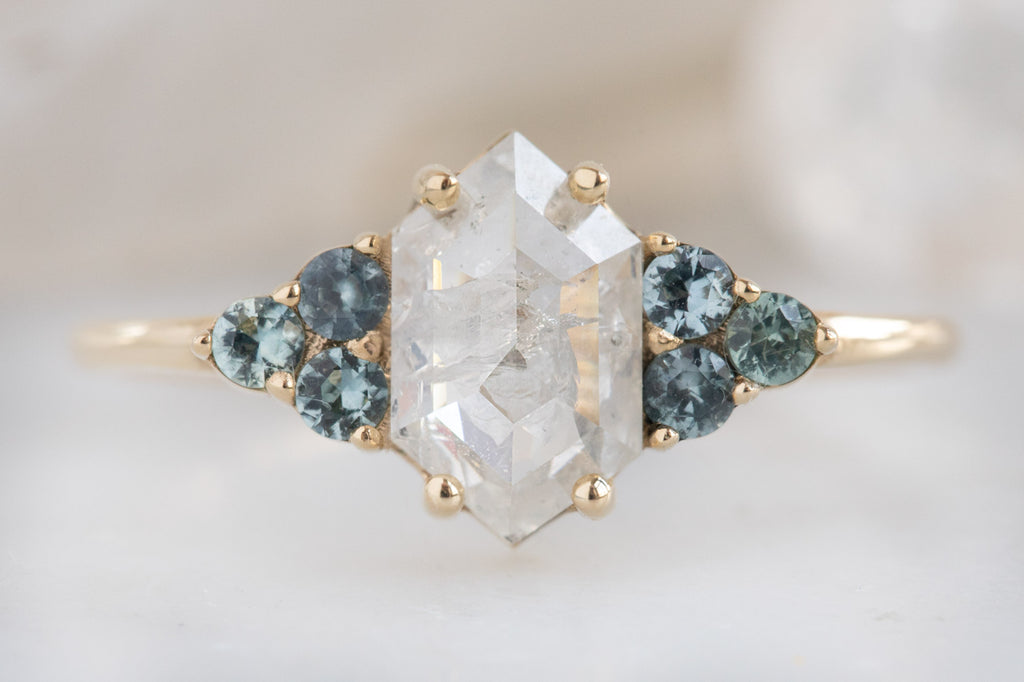 The Ivy Ring with an Icy White Hexagonal Diamond