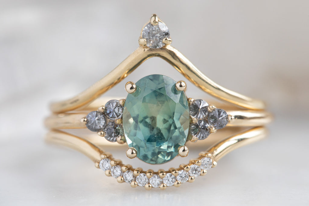 The Ivy Ring with an Oval-Cut Montana Sapphire With Stacking Band