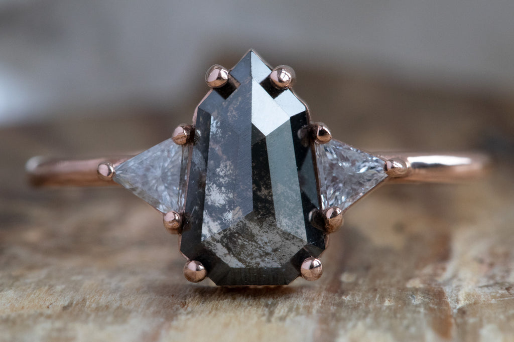 The Jade Ring with a Black Shield-Cut Diamond