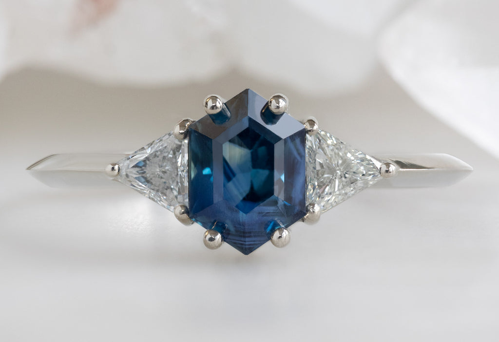 The Jade Ring with a Blue Sapphire Hexagon