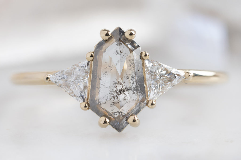 The Jade Ring with a Geometric Salt and Pepper Diamond