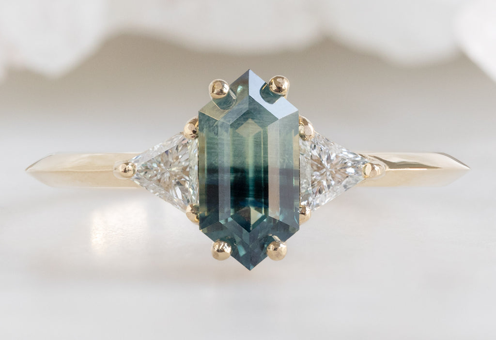 The Jade Ring with a Hexagon Parti Sapphire