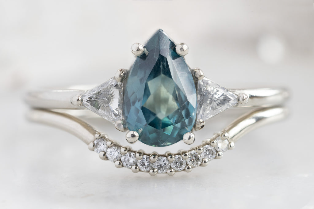 The Jade Ring with a Pear-Cut Montana Sapphire with Stacking Band