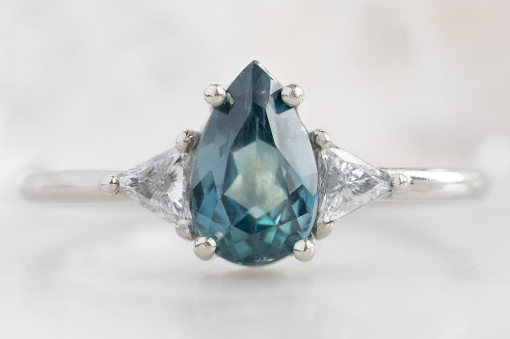 The Jade Ring with a Pear-Cut Montana Sapphire