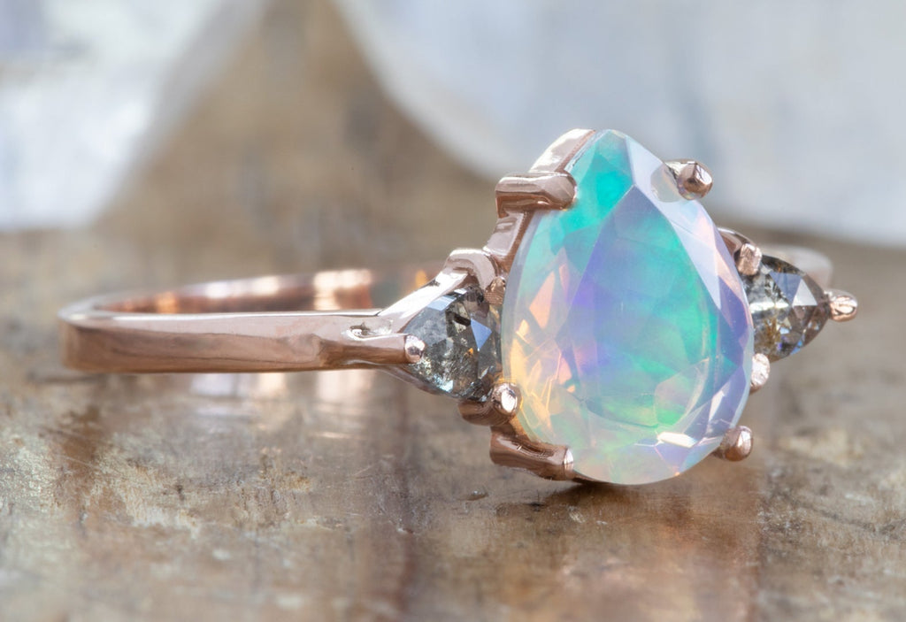 The Jade Ring with a Pear-Cut Opal
