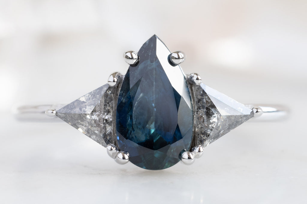 The Jade Ring with a Pear-Cut Sapphire