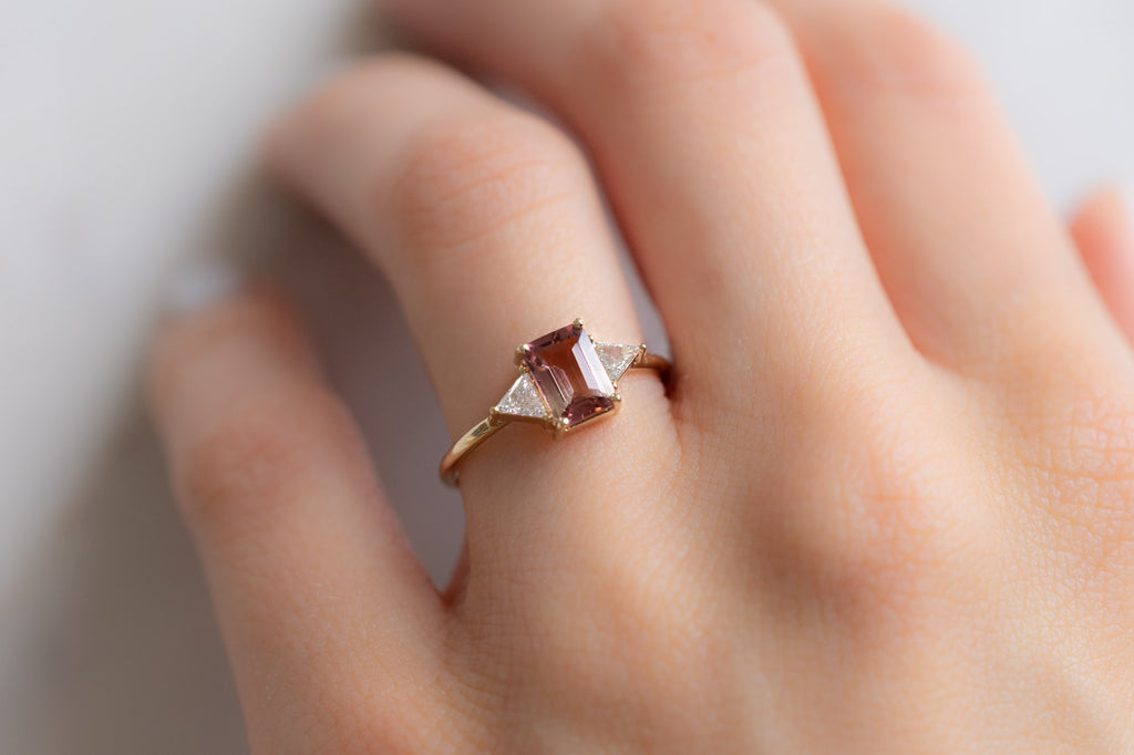 The Jade Ring with an Emerald-Cut Bicolor Tourmaline