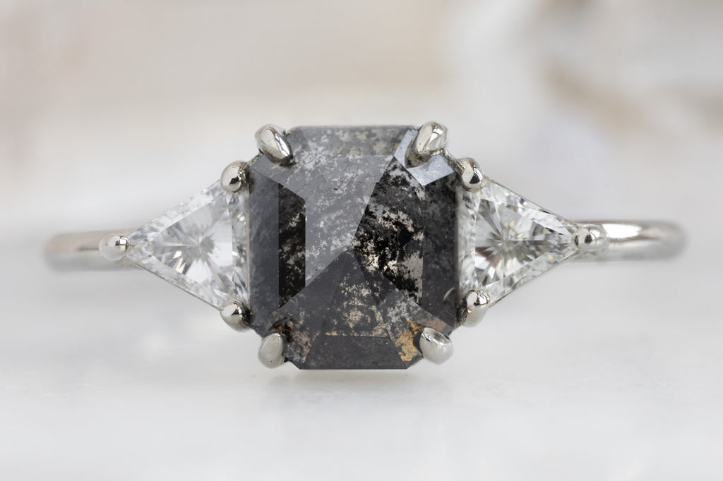 The Jade Ring with an Emerald-Cut Black Diamond