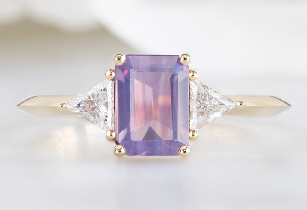 The Jade Ring with an Emerald-Cut Orchid Sapphire