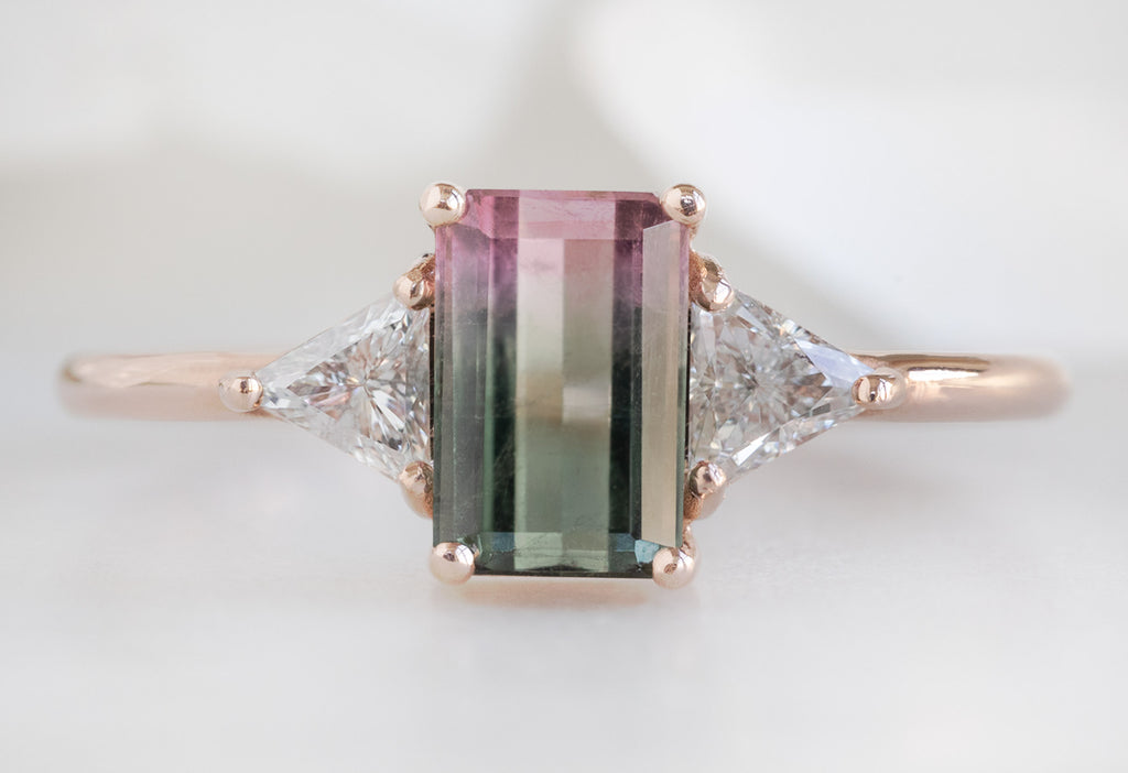 The Jade Ring with an Emerald-Cut Watermelon Tourmaline
