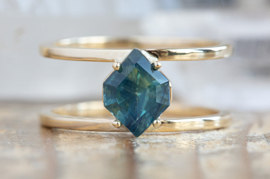 The Poppy Ring with a Montana Sapphire Hexagon