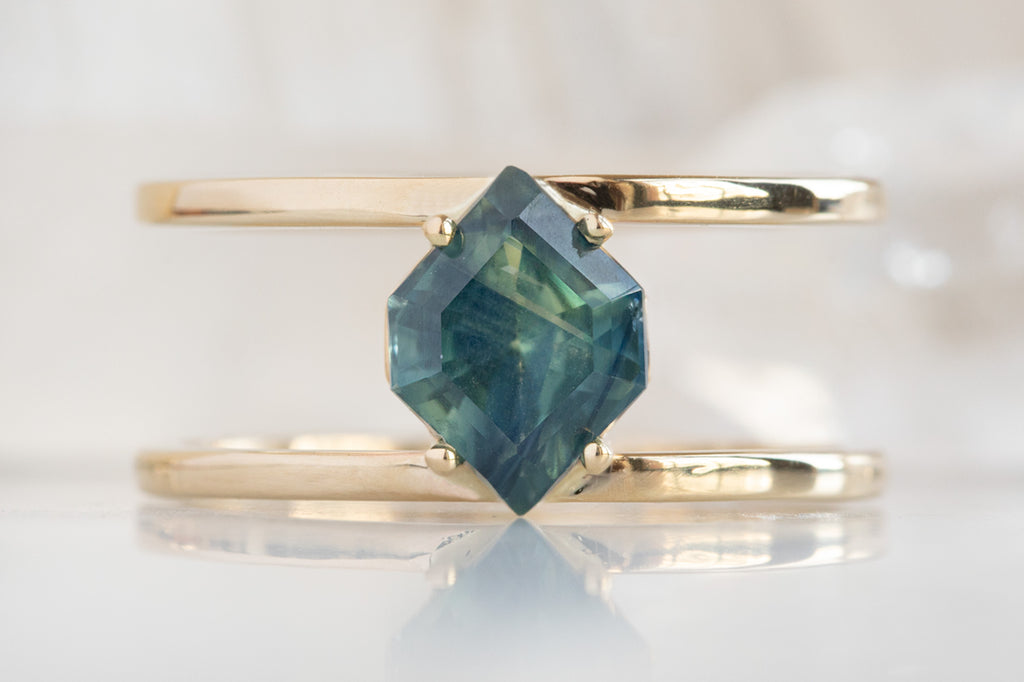 The Poppy Ring with a Montana Sapphire Hexagon