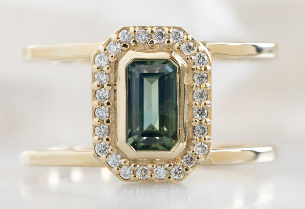 The Poppy Ring with an Emerald-Cut Montana Sapphire