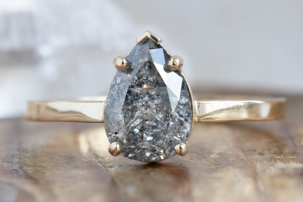 The Sage Ring With A Pear-Cut Salt and Pepper Diamond