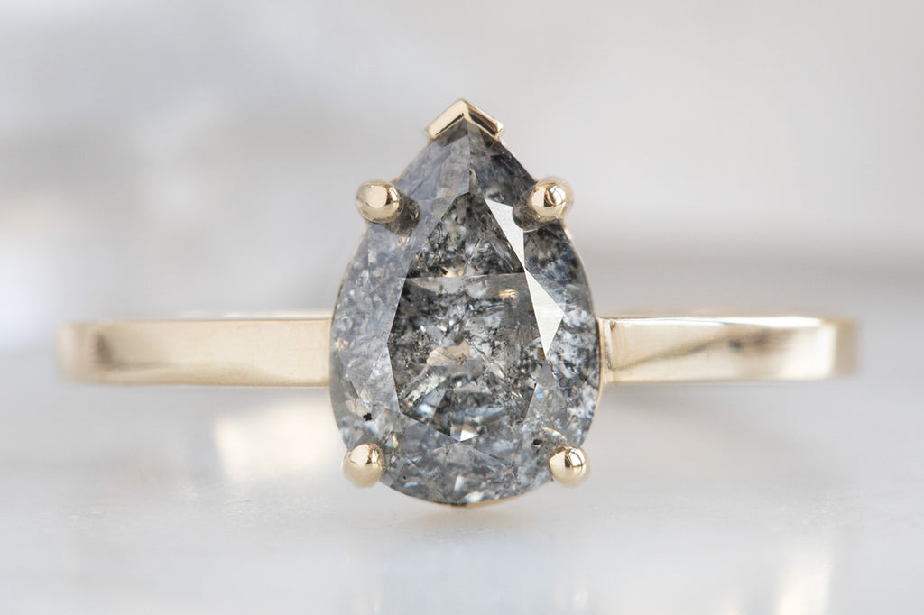 The Sage Ring With A Pear-Cut Salt and Pepper Diamond