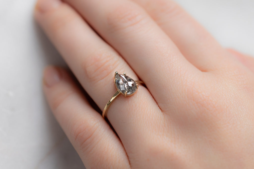 The Sage Ring with a Rose-Cut Salt and Pepper Diamond on Model