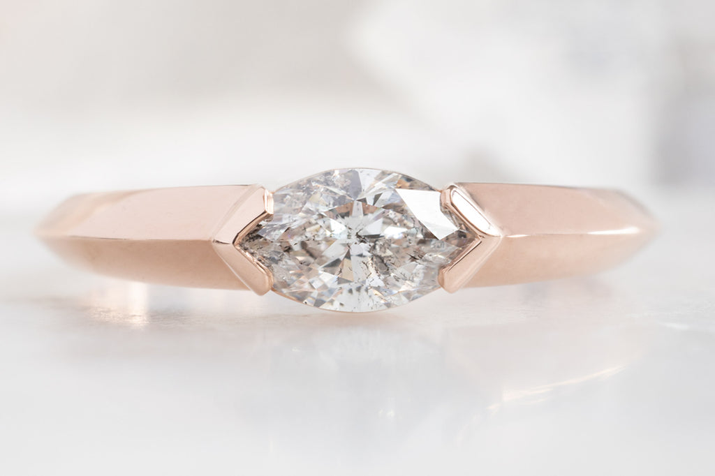 The Signet Ring with a Salt and Pepper Marquise Diamond
