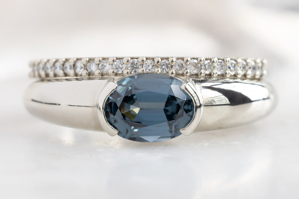 The Signet Ring with an Oval-Cut Spinel with White Diamond Stacking Band
