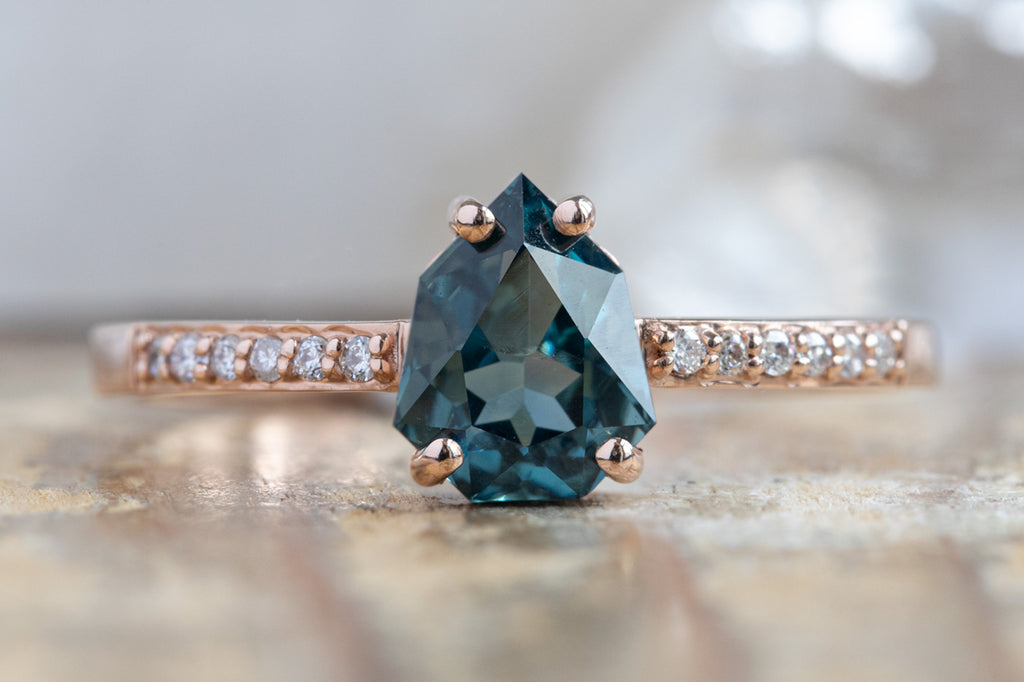 The Willow Ring With a Shield Cut Sapphire