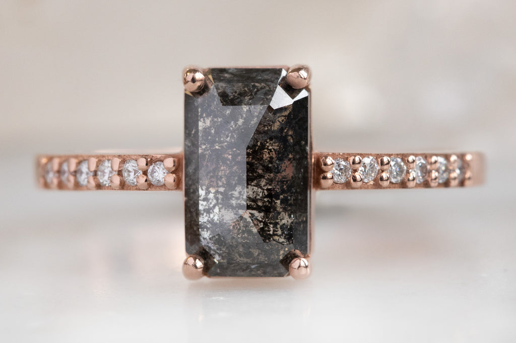 The Willow Ring with an Emerald Cut Black Diamond