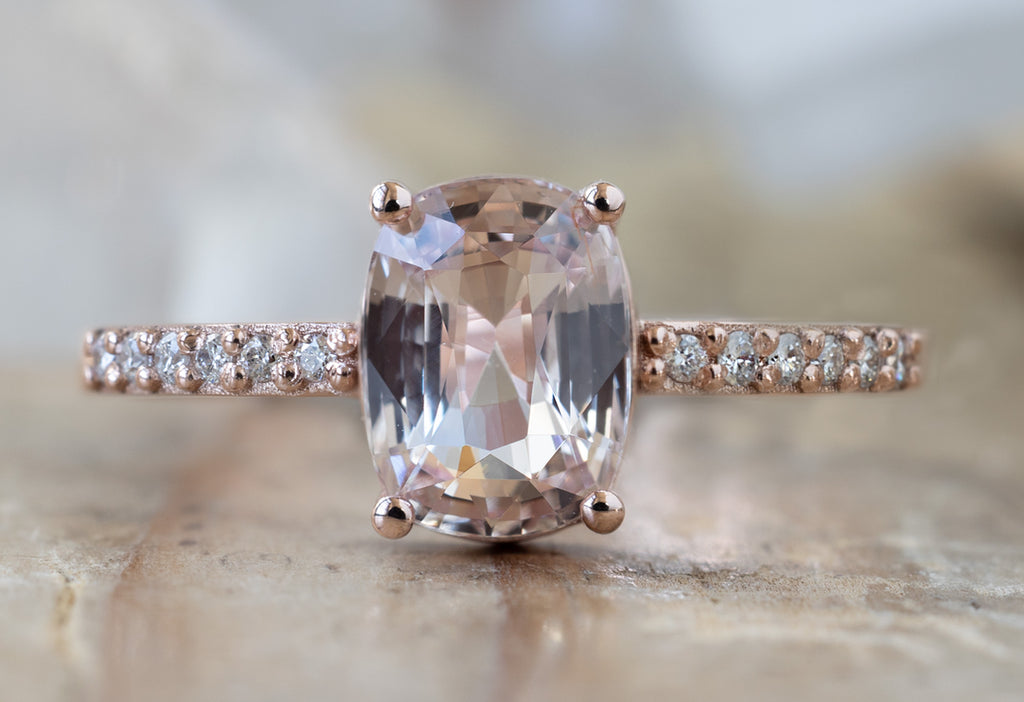 The Willow Ring with a Cushion-Cut Padparadscha Sapphire