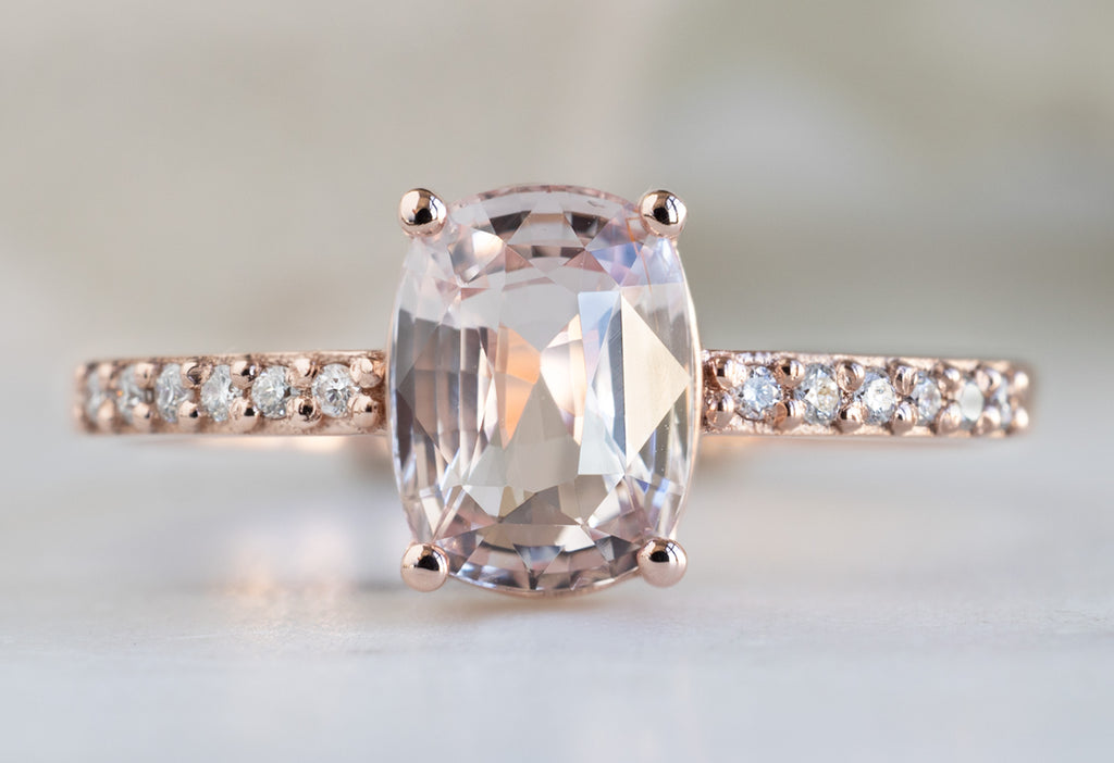 The Willow Ring with a Cushion-Cut Padparadscha Sapphire