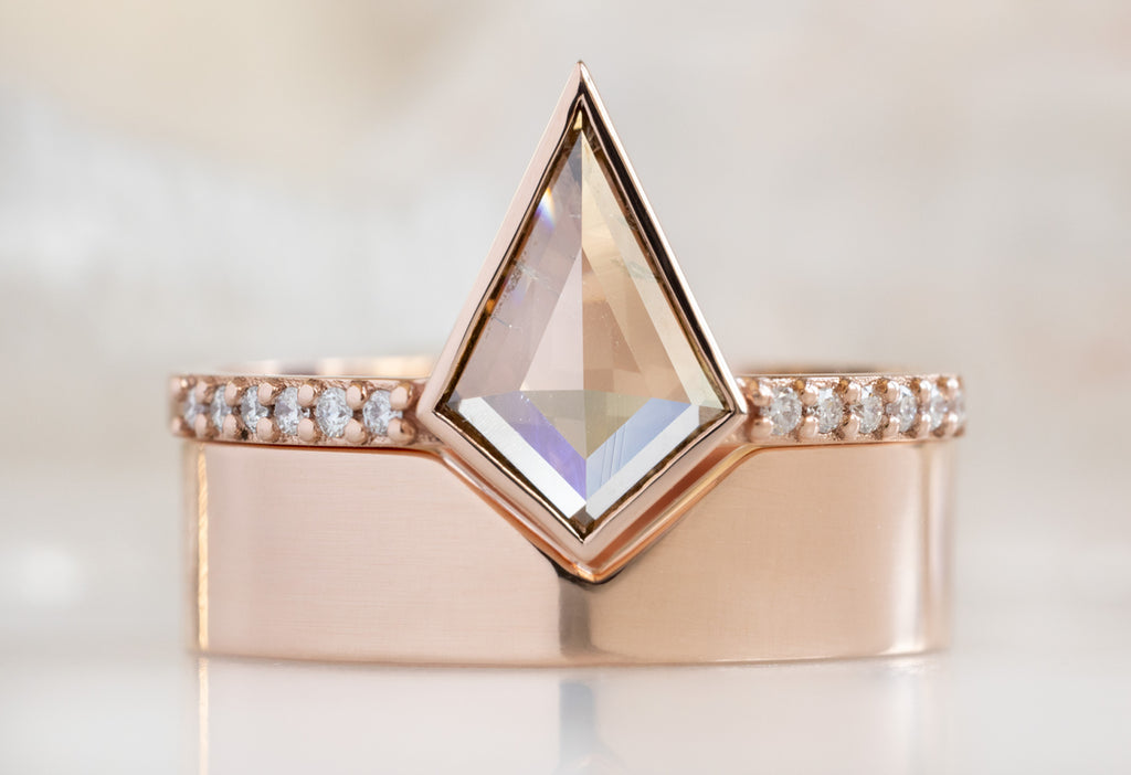 The Willow Ring with a Kite-Shaped Pink Diamond with Gold Cut-Out Band
