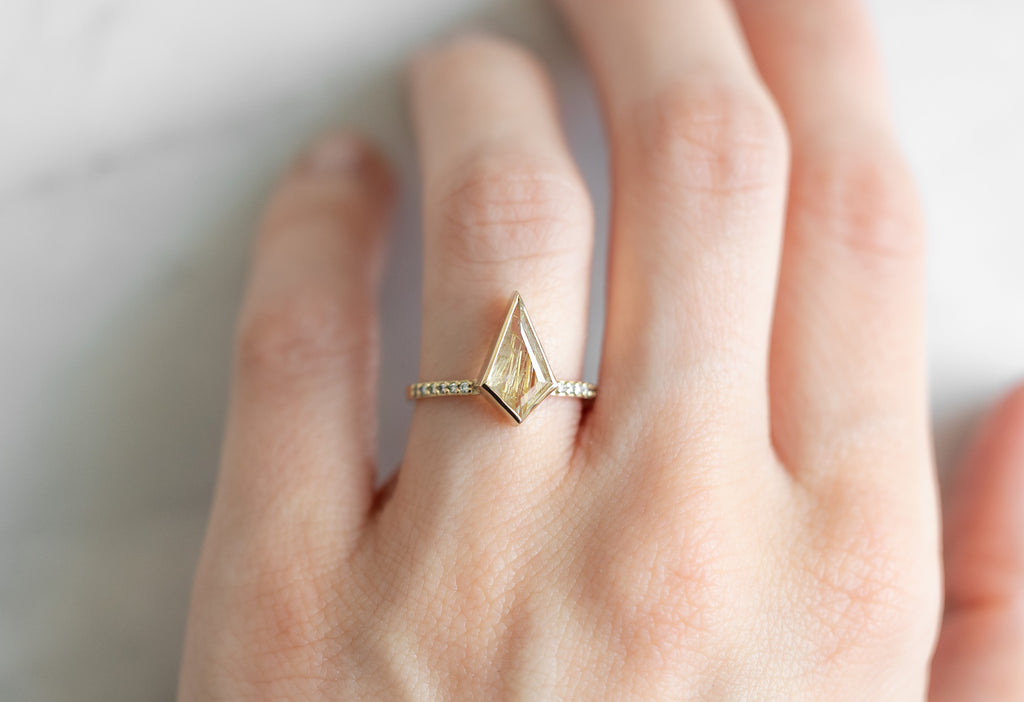 The Willow Ring with a Kite Shaped Rutilated Quartz