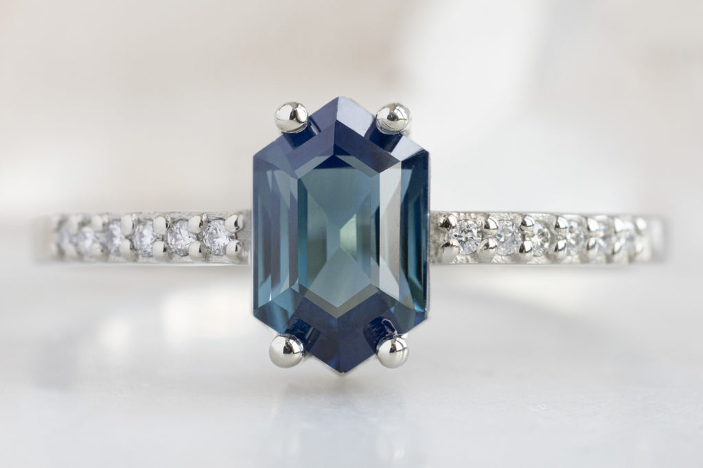 The Willow Ring with a Montana Sapphire Hexagon