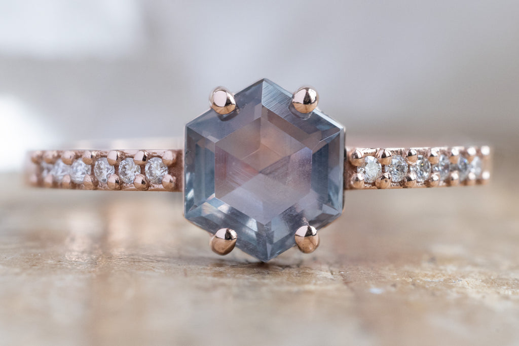 The Willow Ring with a Montana Sapphire Hexagon