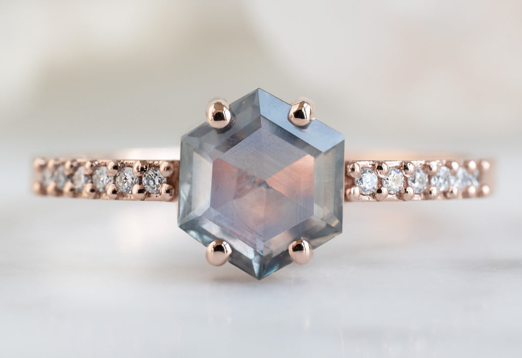 The Willow Ring with a Montana Sapphire Hexagon