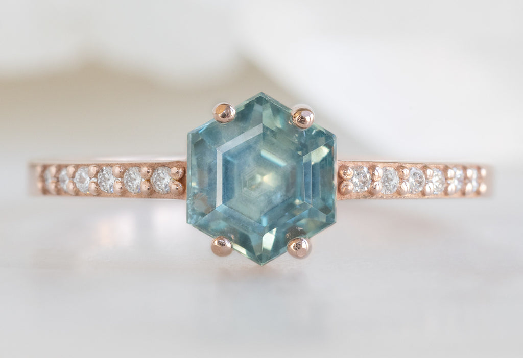 The Willow Ring with a Montana Sapphire Hexagon