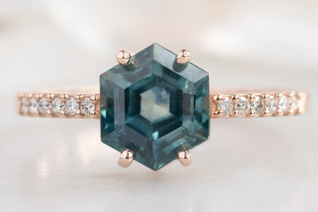 The Willow Ring with a Montana Sapphire Hexagon