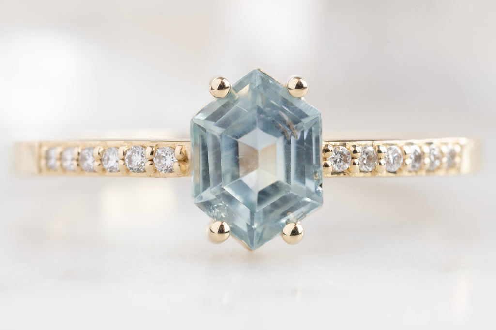 The Willow Ring with a Montana Sapphire Hexagon