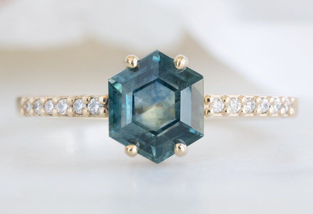 The Willow Ring with a Montana Sapphire Hexagon