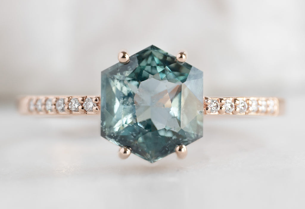 The Willow Ring with a Montana Sapphire Hexagon