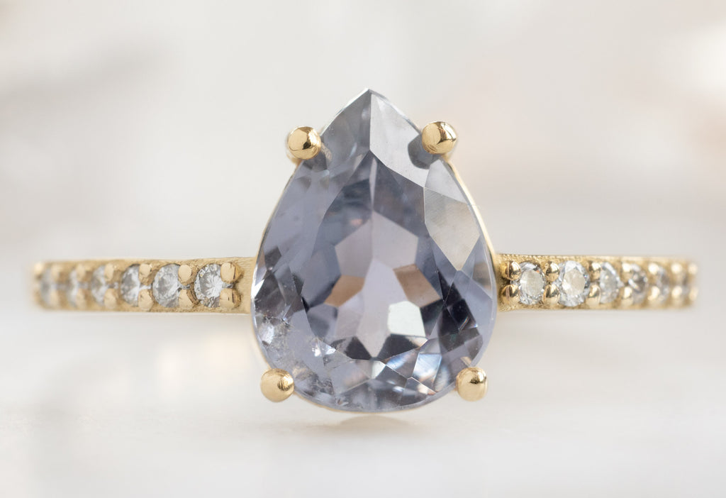 The Willow Ring with a Pear-Cut Lavender Sapphire