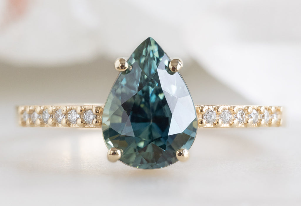 The Willow Ring with a Pear-Cut Montana Sapphire